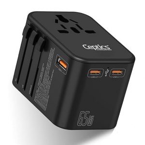 Ceptics 65W Universal Travel Adapter | 4-in-1 Charger with USB-C for Laptop/MacBook