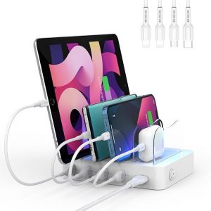SooPii 4-Port Charging Station with Cables for Home & Office
