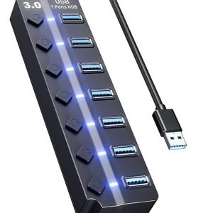 ZORBES 7-Port USB 3.0 Hub with Individual Switches