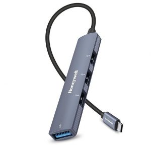 Honeywell 4-in-1 Type C Hub: Slim Multiport Adapter for Laptop/PC