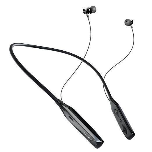 Kratos Vibez N3 Bluetooth Earphones with 13mm Drivers, Rich Music Experience, 8 Hours Playtime, Type C Fast Charging, Neckband Earphones with Voice Assistant & IPX4 Water Resistant