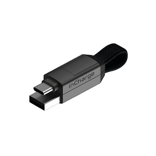 inCharge Rolling Square 6 Portable Keychain Charger Cable,6-In-1 Multi Charging Cable,Mercury Gray, USB